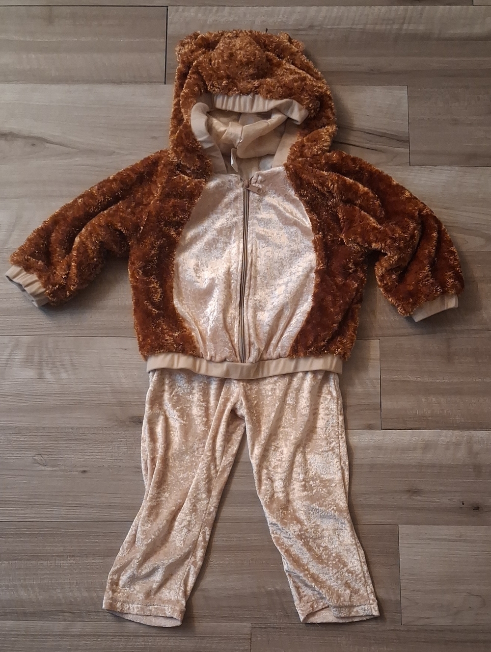 Kids Brown Bear Plush Hoodie Vintage Halloween Costume Size 2-4 Years (L)